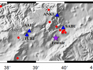 Locations for earthquakes analysed and seismic stations close to the activity in the Fentale Caldera